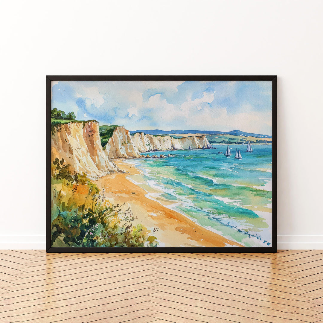 Isle of Wight Watercolor Poster Landscape Wall Art Isle of Wight Wall Hanging Home Décor Isle of Wight Gift Art Lovers United Kingdom