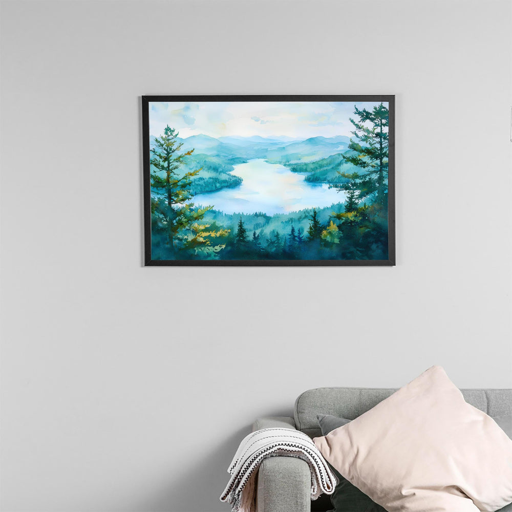 Lake George Watercolor Poster Landscape Wall Art Lake George Wall Hanging Home Décor Lake George Gift Art Lovers United States Wall Art