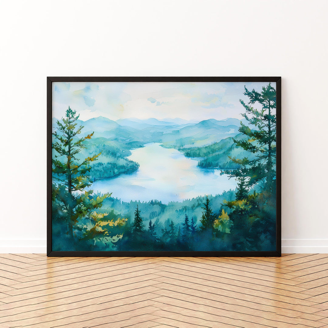 Lake George Watercolor Poster Landscape Wall Art Lake George Wall Hanging Home Décor Lake George Gift Art Lovers United States Wall Art