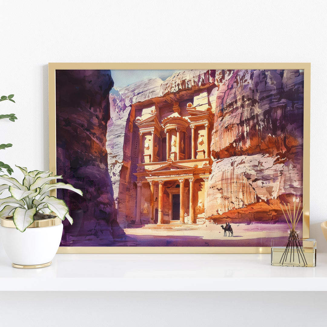 Petra Watercolor Poster Landscape Wall Art Petra Wall Hanging Home Décor Petra Gift Art Lovers Jordan Wall Art