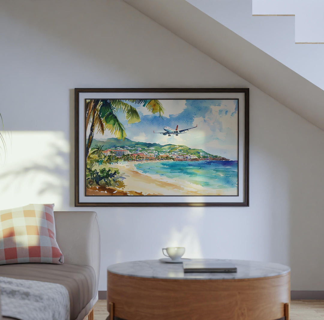 Saint Maarten Watercolor Poster Landscape Wall Art Saint Maarten Wall Hanging Home Décor Saint Maarten Gift Art Lovers Netherlands Wall Art