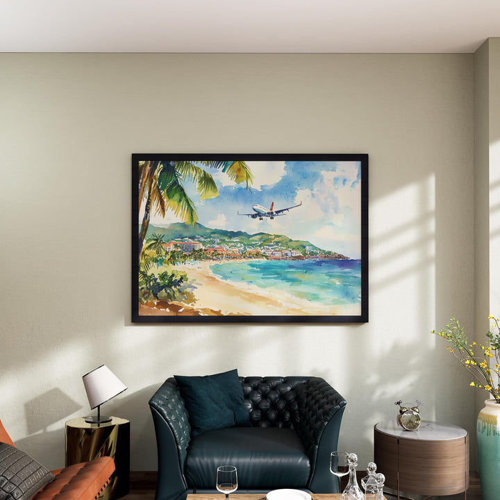 Saint Maarten Watercolor Poster Landscape Wall Art Saint Maarten Wall Hanging Home Décor Saint Maarten Gift Art Lovers Netherlands Wall Art