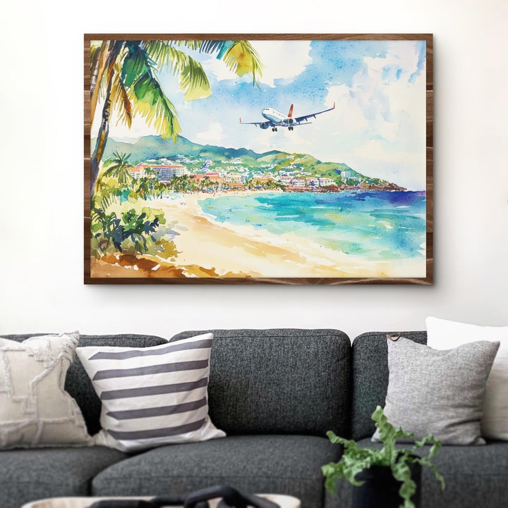 Saint Maarten Watercolor Poster Landscape Wall Art Saint Maarten Wall Hanging Home Décor Saint Maarten Gift Art Lovers Netherlands Wall Art