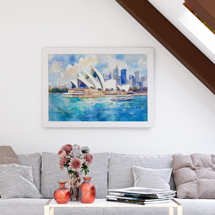 Sydney Watercolor Poster Cityscape Wall Art Sydney Wall Hanging Home Décor Sydney Gift Art Lovers Australia Wall Art