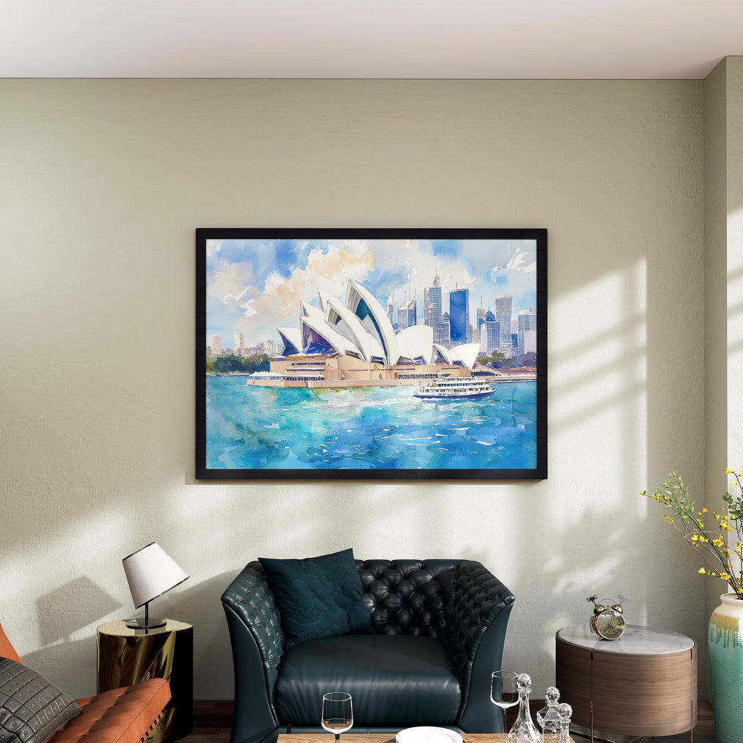 Sydney Watercolor Poster Cityscape Wall Art Sydney Wall Hanging Home Décor Sydney Gift Art Lovers Australia Wall Art