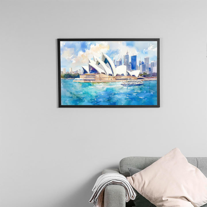 Sydney Watercolor Poster Cityscape Wall Art Sydney Wall Hanging Home Décor Sydney Gift Art Lovers Australia Wall Art