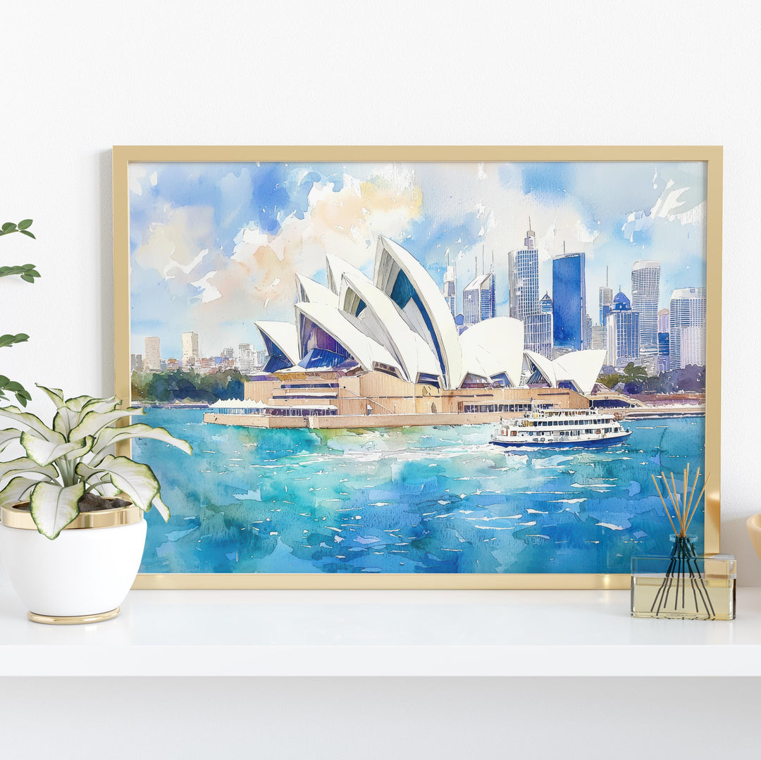 Sydney Watercolor Poster Cityscape Wall Art Sydney Wall Hanging Home Décor Sydney Gift Art Lovers Australia Wall Art
