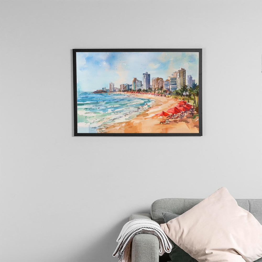 Durban Watercolor Poster Beach Promenade Wall Art Durban Wall Hanging Home Décor Durban Gift Art Lovers South Africa Wall Art