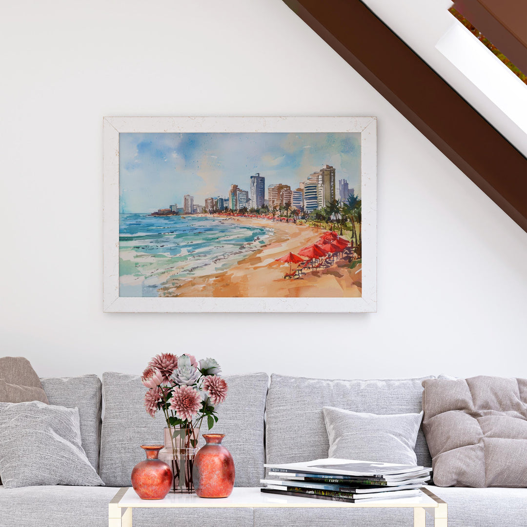 Durban Watercolor Poster Beach Promenade Wall Art Durban Wall Hanging Home Décor Durban Gift Art Lovers South Africa Wall Art