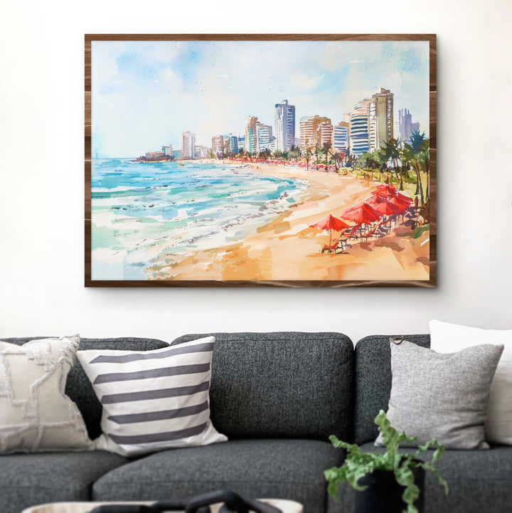 Durban Watercolor Poster Beach Promenade Wall Art Durban Wall Hanging Home Décor Durban Gift Art Lovers South Africa Wall Art