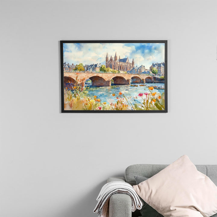 Exeter Watercolor Poster Cathedral City Wall Art Exeter Wall Hanging Home Décor Exeter Gift Art Lovers England Wall Art