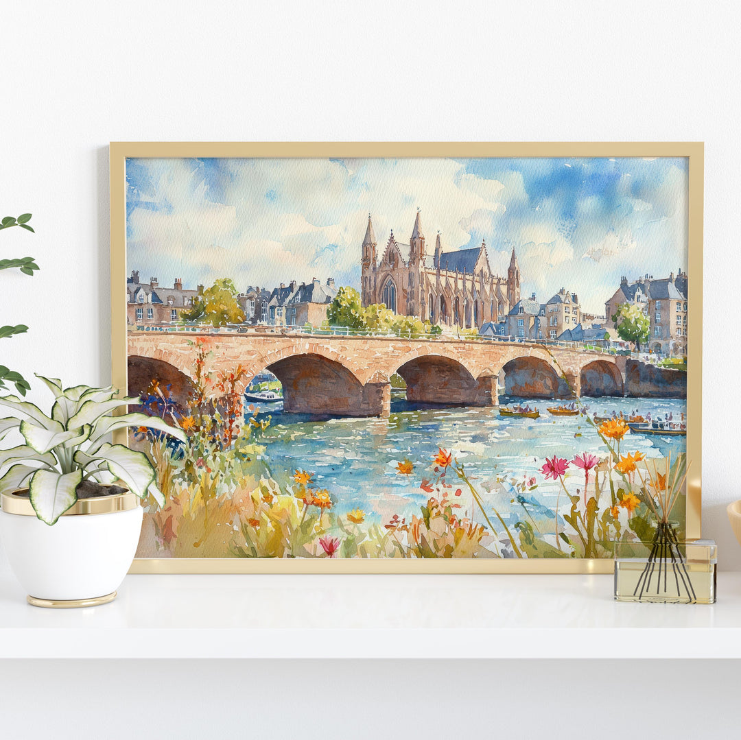 Exeter Watercolor Poster Cathedral City Wall Art Exeter Wall Hanging Home Décor Exeter Gift Art Lovers England Wall Art