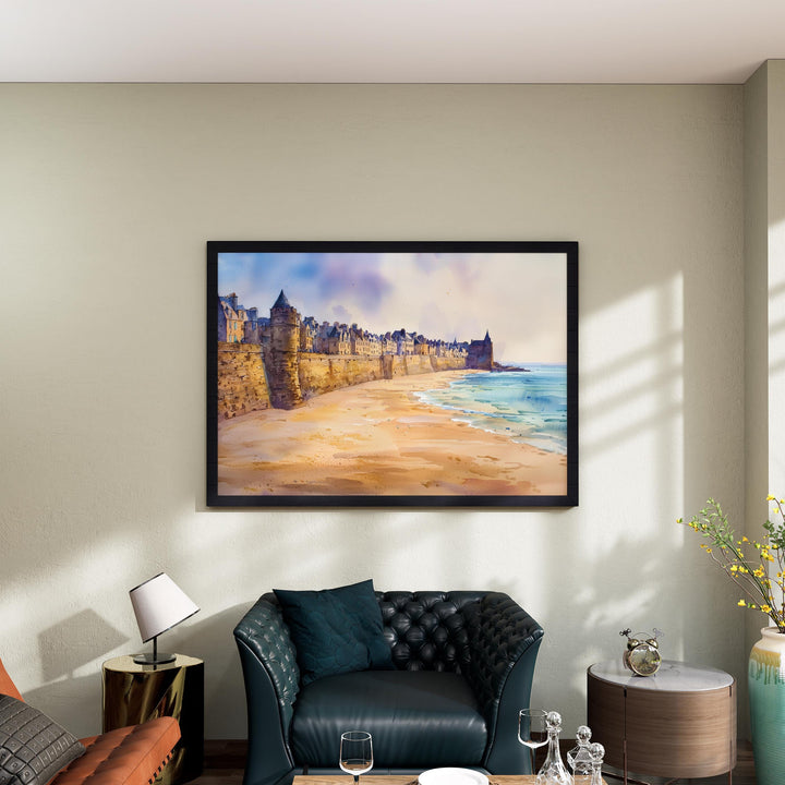 Saint Malo watercolor poster Wall Art Saint Malo Wall Hanging Home Décor Saint Malo Gift Art Lovers France Wall Art