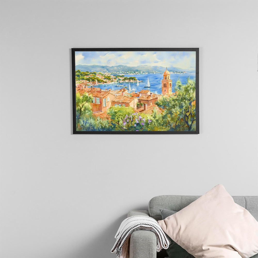 Saint-Tropez watercolor poster Wall Art Saint-Tropez Wall Hanging Home Décor Saint-Tropez Gift Art Lovers France Wall Art