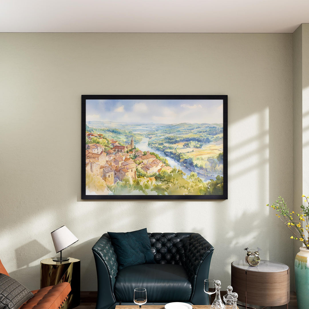 Dordogne Valley watercolor poster Wall Art Dordogne Valley Wall Hanging Home Décor Dordogne Valley Gift Art Lovers France Wall Art