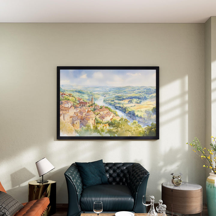 Dordogne Valley watercolor poster Wall Art Dordogne Valley Wall Hanging Home Décor Dordogne Valley Gift Art Lovers France Wall Art