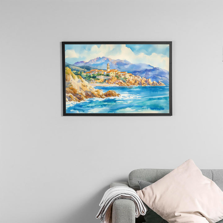 Corsica watercolor poster Wall Art Corsica Wall Hanging Home Décor Corsica Gift Art Lovers France Wall Art