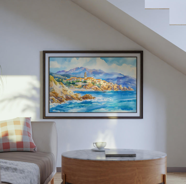 Corsica watercolor poster Wall Art Corsica Wall Hanging Home Décor Corsica Gift Art Lovers France Wall Art