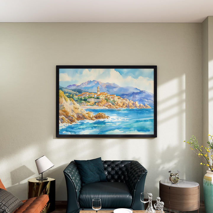 Corsica watercolor poster Wall Art Corsica Wall Hanging Home Décor Corsica Gift Art Lovers France Wall Art