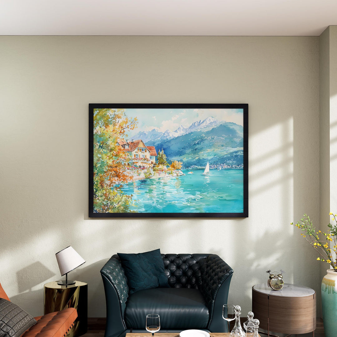 Annecy watercolor poster Wall Art Annecy Wall Hanging Home Décor Annecy Gift Art Lovers France Wall Art