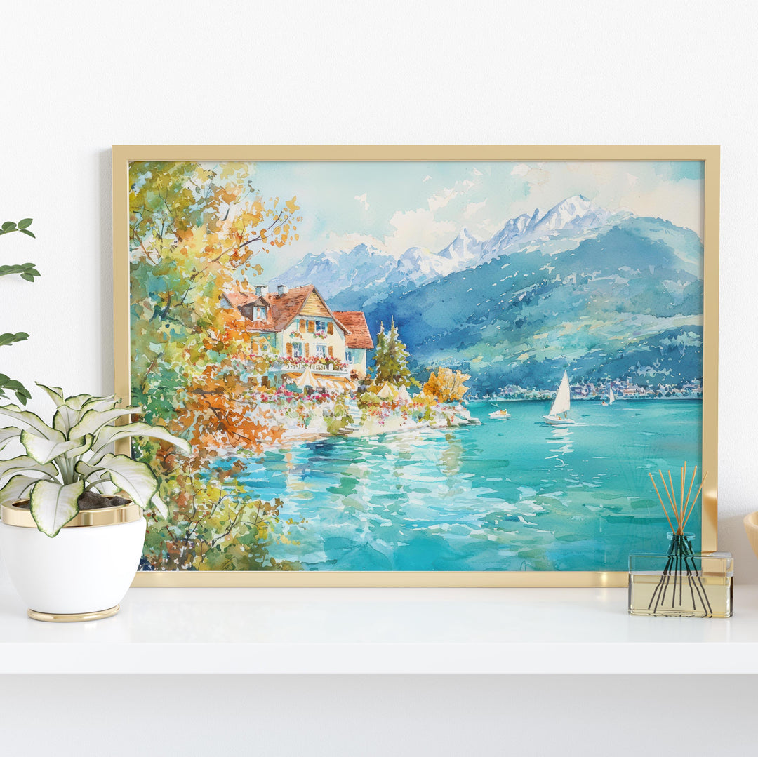 Annecy watercolor poster Wall Art Annecy Wall Hanging Home Décor Annecy Gift Art Lovers France Wall Art