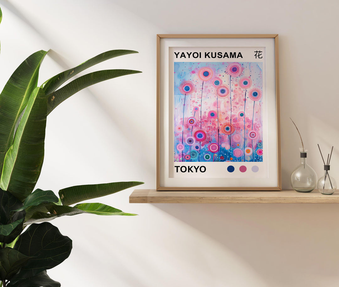 Yayoi Kusama Flower Poster Modern Pop Art Print Japanese Abstract Floral Design Polka Dot Botanical Artwork for Contemporary Home Decor