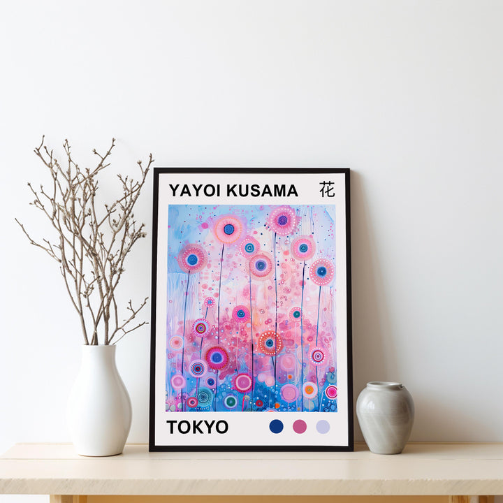 Yayoi Kusama Flower Poster Modern Pop Art Print Japanese Abstract Floral Design Polka Dot Botanical Artwork for Contemporary Home Decor