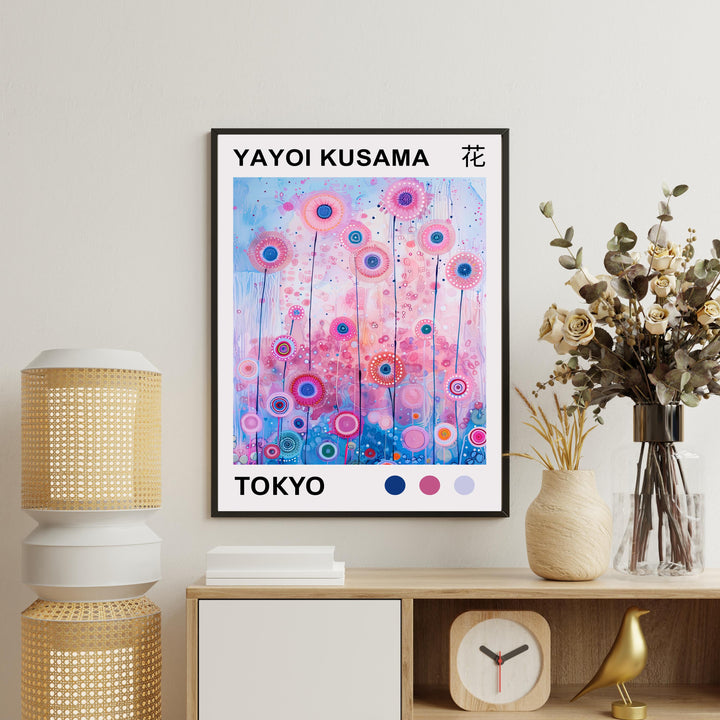 Yayoi Kusama Flower Poster Modern Pop Art Print Japanese Abstract Floral Design Polka Dot Botanical Artwork for Contemporary Home Decor