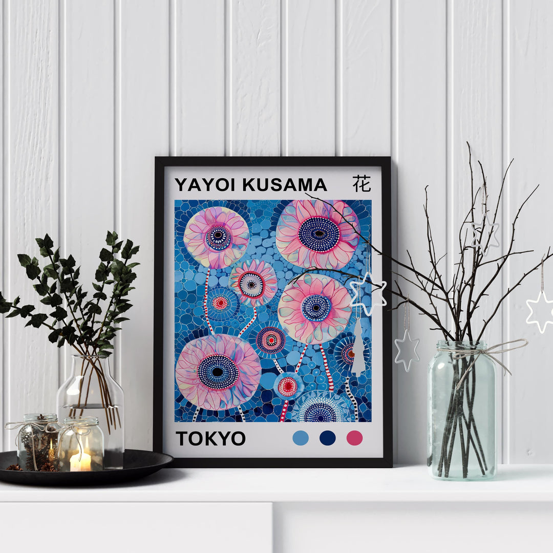 Yayoi Kusama Flower Petal Poster Modern Pop Art Print Japanese Abstract Floral Design Polka Dot Artwork for Contemporary Home Decor