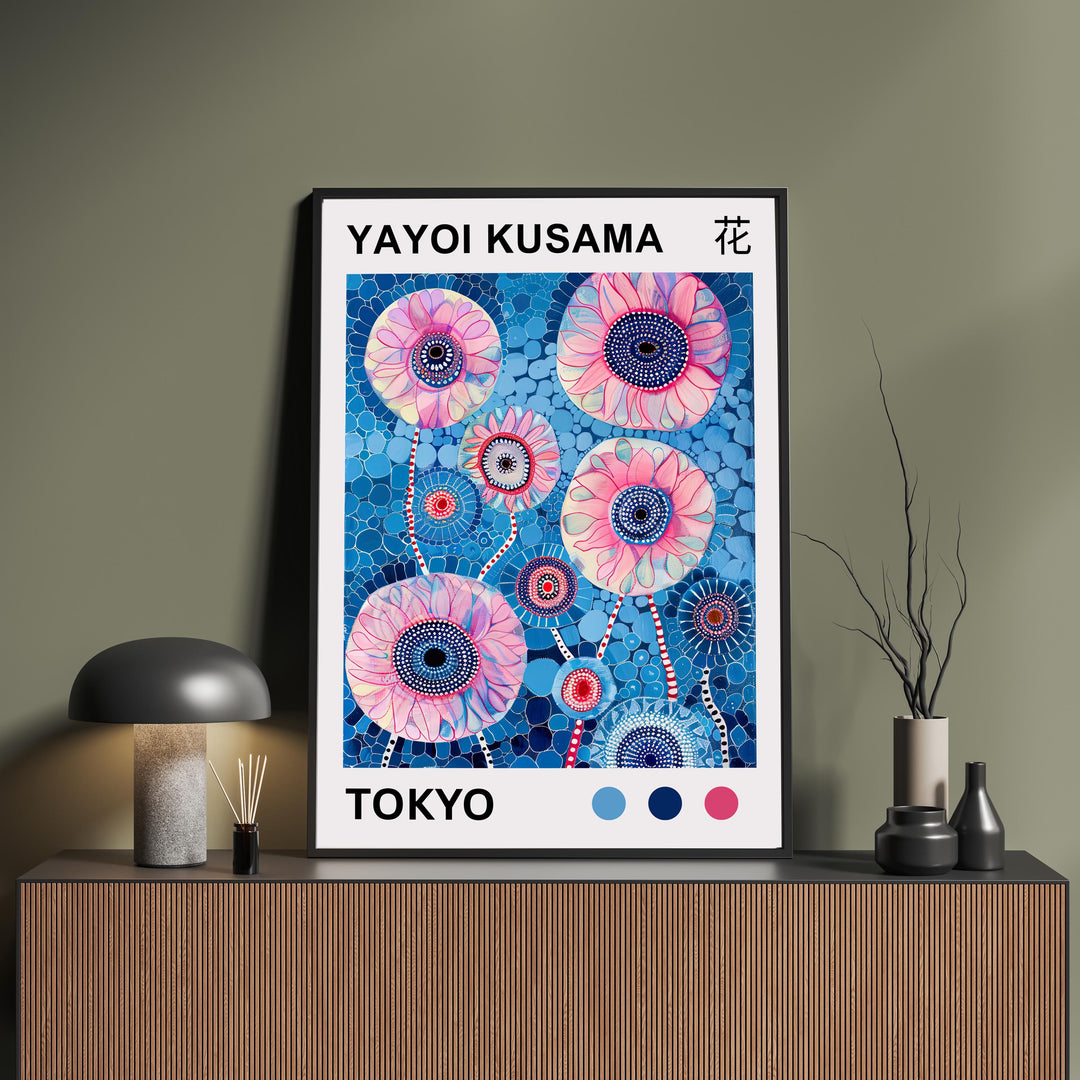 Yayoi Kusama Flower Petal Poster Modern Pop Art Print Japanese Abstract Floral Design Polka Dot Artwork for Contemporary Home Decor