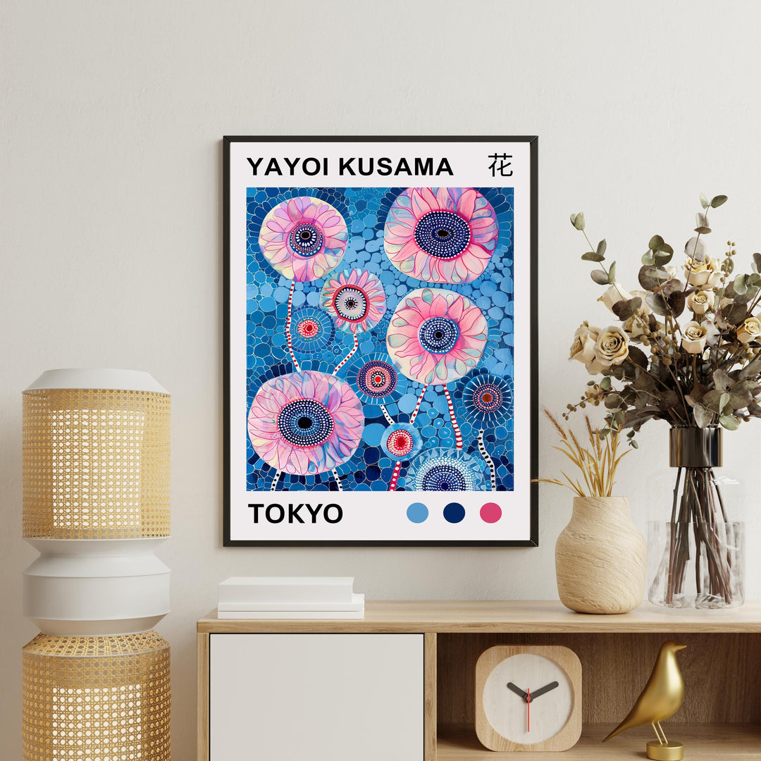 Yayoi Kusama Flower Petal Poster Modern Pop Art Print Japanese Abstract Floral Design Polka Dot Artwork for Contemporary Home Decor