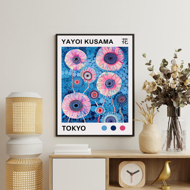 Yayoi Kusama Flower Petal Poster Modern Pop Art Print Japanese Abstract Floral Design Polka Dot Artwork for Contemporary Home Decor