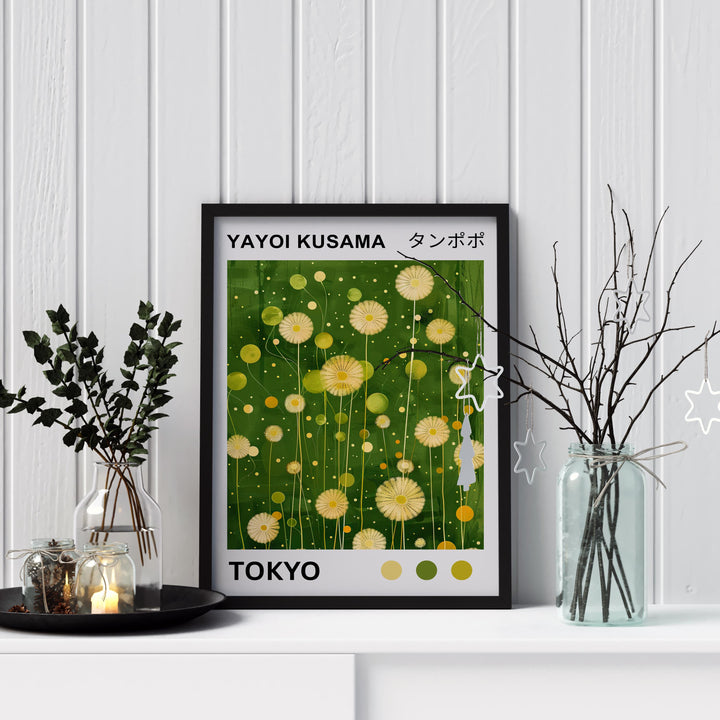 Yayoi Kusama Dandelion Poster Modern Pop Art Print Japanese Abstract Floral Design Polka Dot Nature Artwork for Contemporary Home Decor
