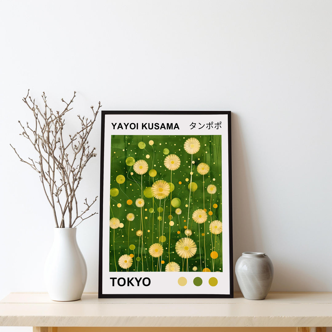 Yayoi Kusama Dandelion Poster Modern Pop Art Print Japanese Abstract Floral Design Polka Dot Nature Artwork for Contemporary Home Decor