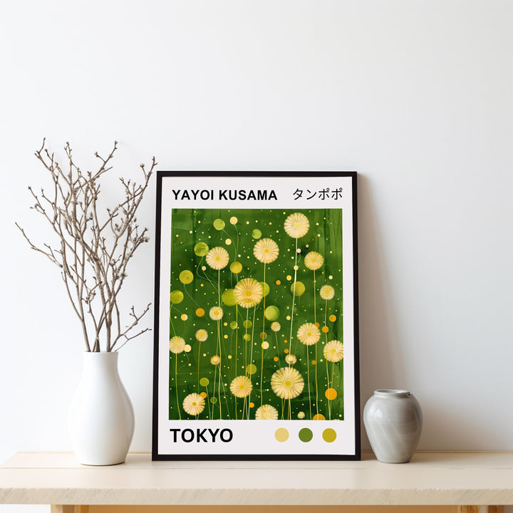 Yayoi Kusama Dandelion Poster Modern Pop Art Print Japanese Abstract Floral Design Polka Dot Nature Artwork for Contemporary Home Decor