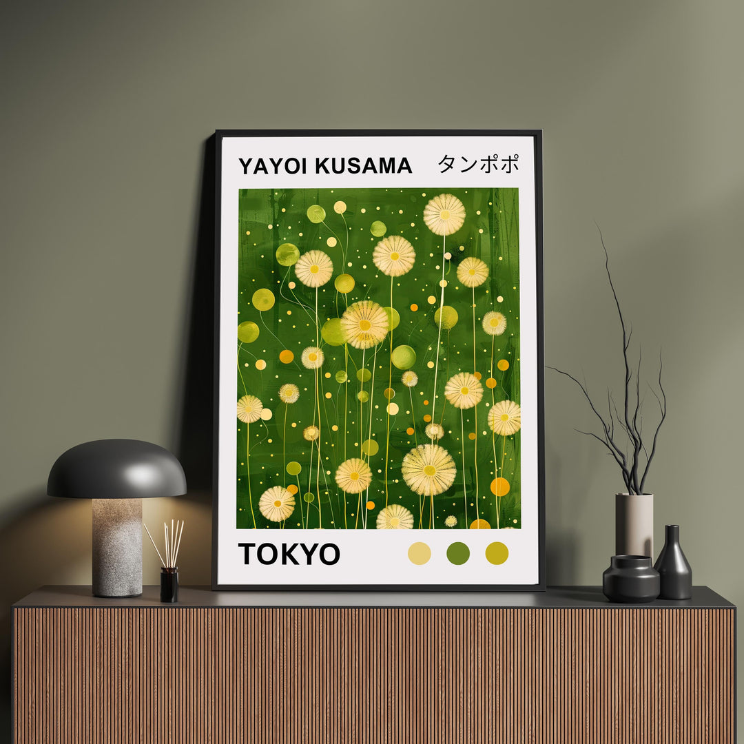 Yayoi Kusama Dandelion Poster Modern Pop Art Print Japanese Abstract Floral Design Polka Dot Nature Artwork for Contemporary Home Decor