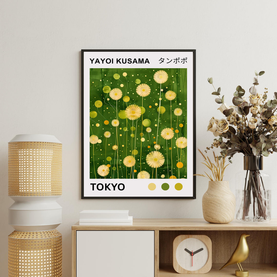 Yayoi Kusama Dandelion Poster Modern Pop Art Print Japanese Abstract Floral Design Polka Dot Nature Artwork for Contemporary Home Decor