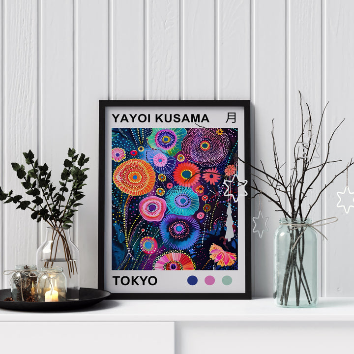 Yayoi Kusama Petals Poster Modern Pop Art Print Japanese Abstract Floral Design Polka Dot Botanical Artwork for Contemporary Home Decor