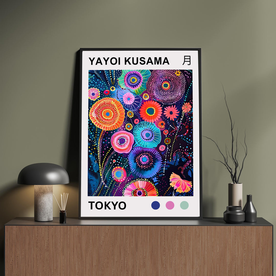 Yayoi Kusama Petals Poster Modern Pop Art Print Japanese Abstract Floral Design Polka Dot Botanical Artwork for Contemporary Home Decor