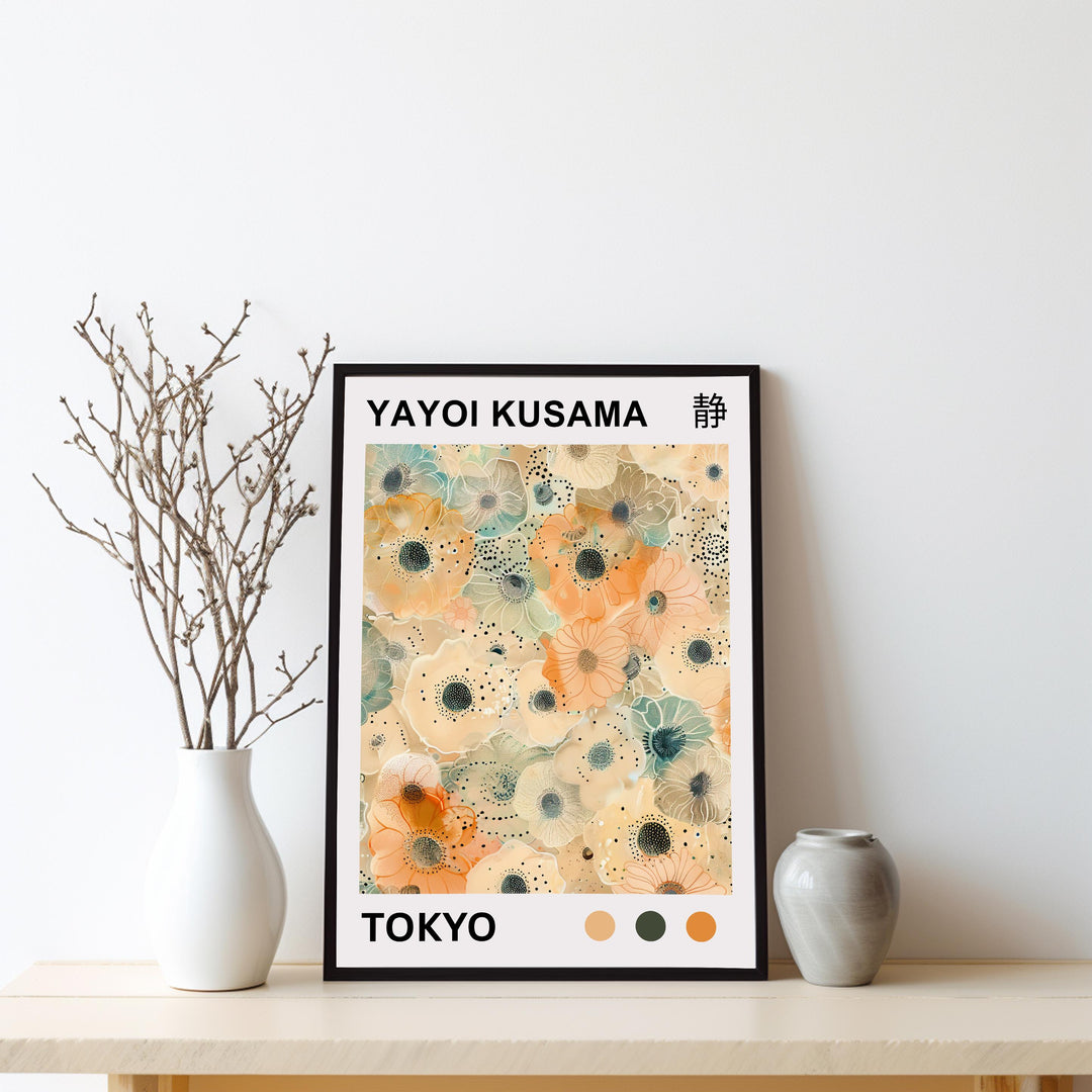 Yayoi Kusama Flower Poster Modern Pop Art Print Japanese Abstract Floral Design Polka Dot Botanical Artwork for Contemporary Home Decor