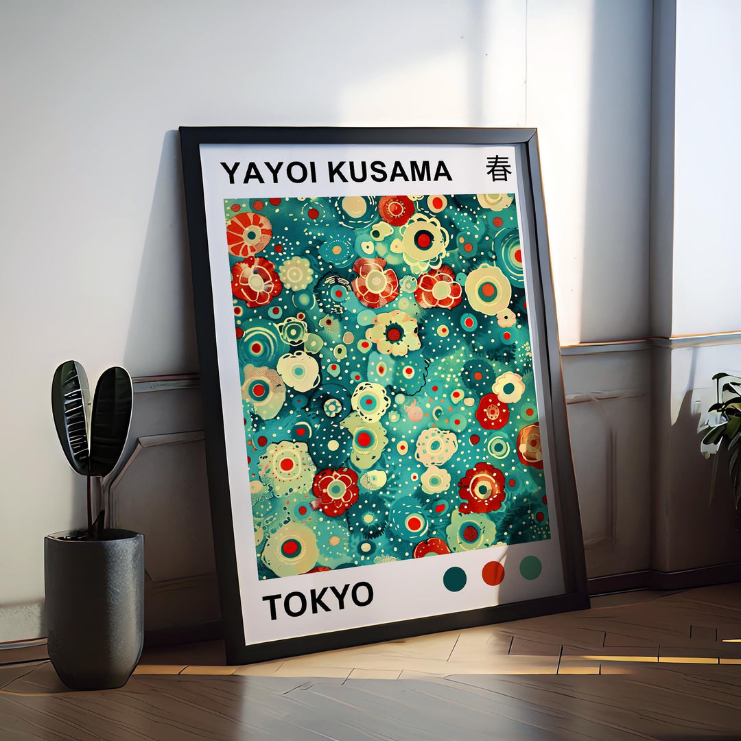 Yayoi Kusama Flower Petals Poster Modern Pop Art Print Japanese Abstract Floral Design Polka Dot Artwork for Contemporary Home Decor