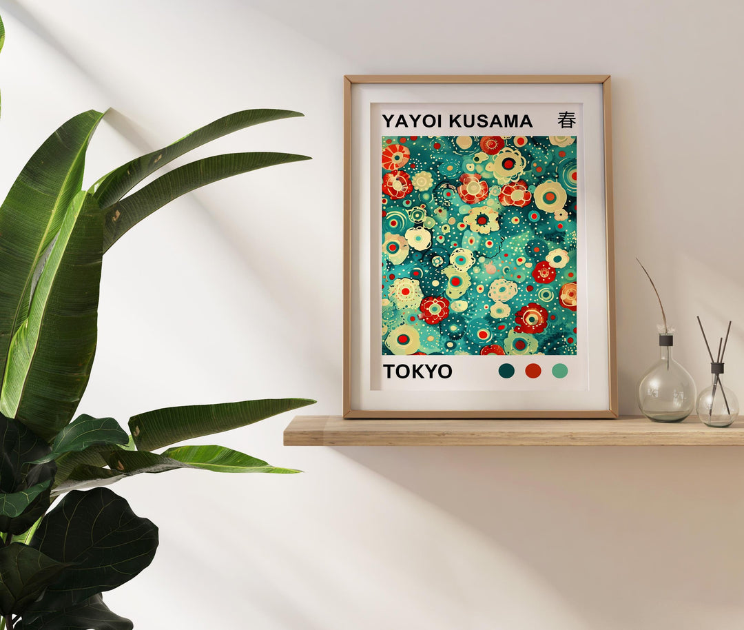 Yayoi Kusama Flower Petals Poster Modern Pop Art Print Japanese Abstract Floral Design Polka Dot Artwork for Contemporary Home Decor