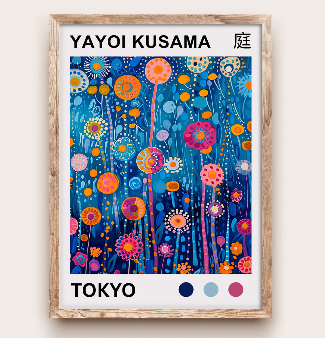 Yayoi Kusama Tall Flower Stems Poster Modern Pop Art Print Japanese Abstract Floral Design Polka Dot Botanical Artwork for Home Decor