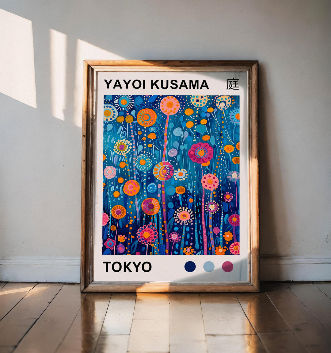 Yayoi Kusama Tall Flower Stems Poster Modern Pop Art Print Japanese Abstract Floral Design Polka Dot Botanical Artwork for Home Decor