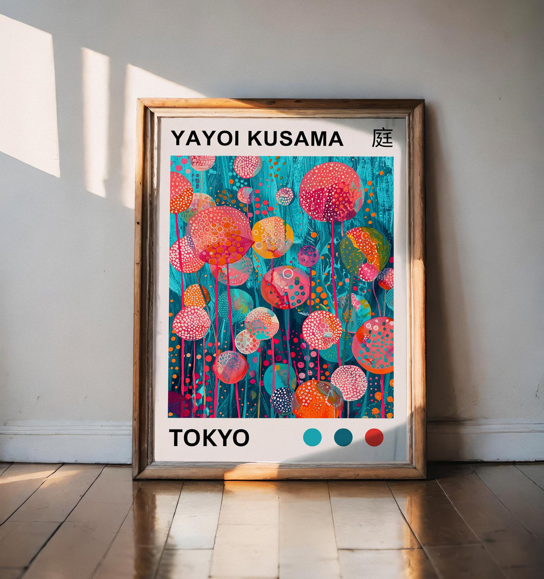 Yayoi Kusama Tall Flower Stems Poster Modern Pop Art Print Japanese Abstract Floral Design Polka Dot Botanical Artwork for Home Decor