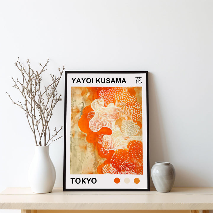 Yayoi Kusama Coral Poster Modern Pop Art Print Japanese Abstract Ocean Design Polka Dot Marine Artwork for Contemporary Coastal Decor
