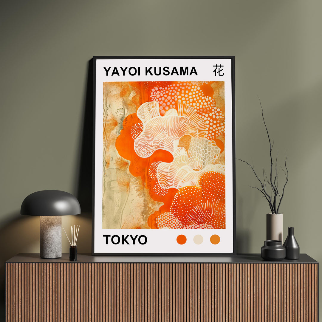 Yayoi Kusama Coral Poster Modern Pop Art Print Japanese Abstract Ocean Design Polka Dot Marine Artwork for Contemporary Coastal Decor