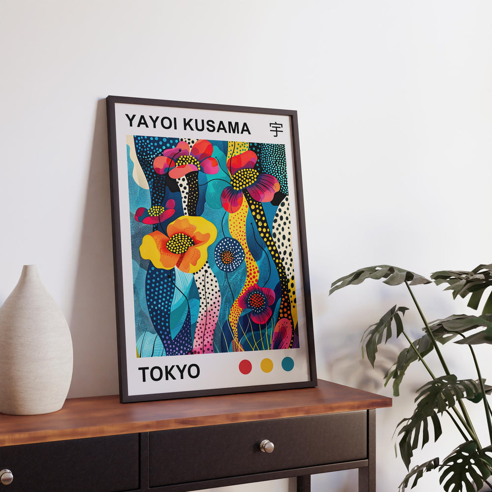 Yayoi Kusama Flower Poster Modern Pop Art Print Japanese Abstract Floral Design Polka Dot Botanical Artwork for Contemporary Home Decor