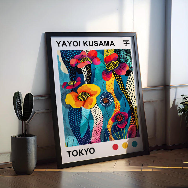 Yayoi Kusama Flower Poster Modern Pop Art Print Japanese Abstract Floral Design Polka Dot Botanical Artwork for Contemporary Home Decor