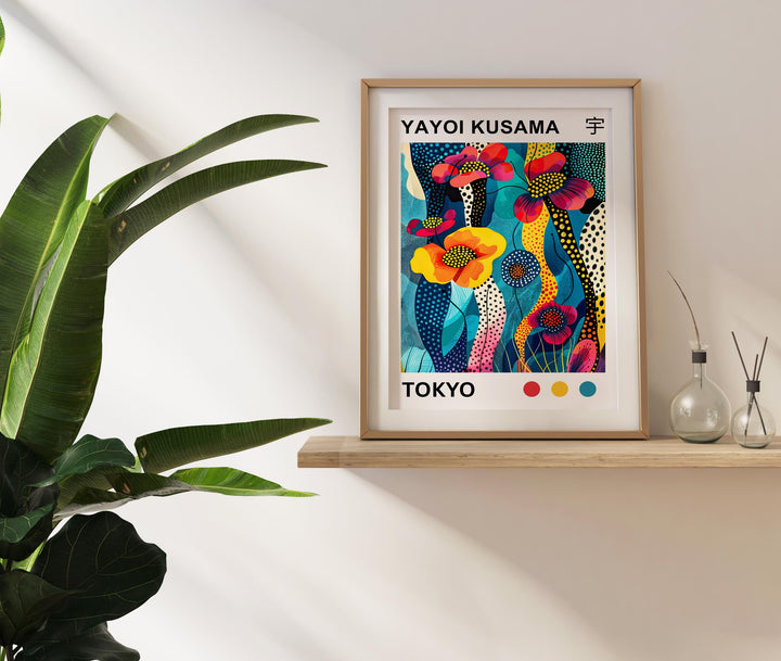 Yayoi Kusama Flower Poster Modern Pop Art Print Japanese Abstract Floral Design Polka Dot Botanical Artwork for Contemporary Home Decor